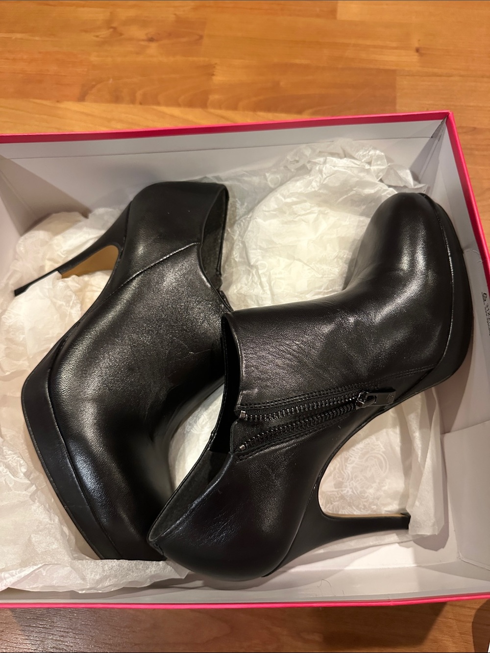 Vince Camuto Black Leather Ankle Booties with Side Zip